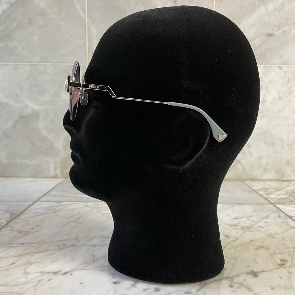 Authentic Fendi Silver Round Blue Gradient Sungla… - image 3
